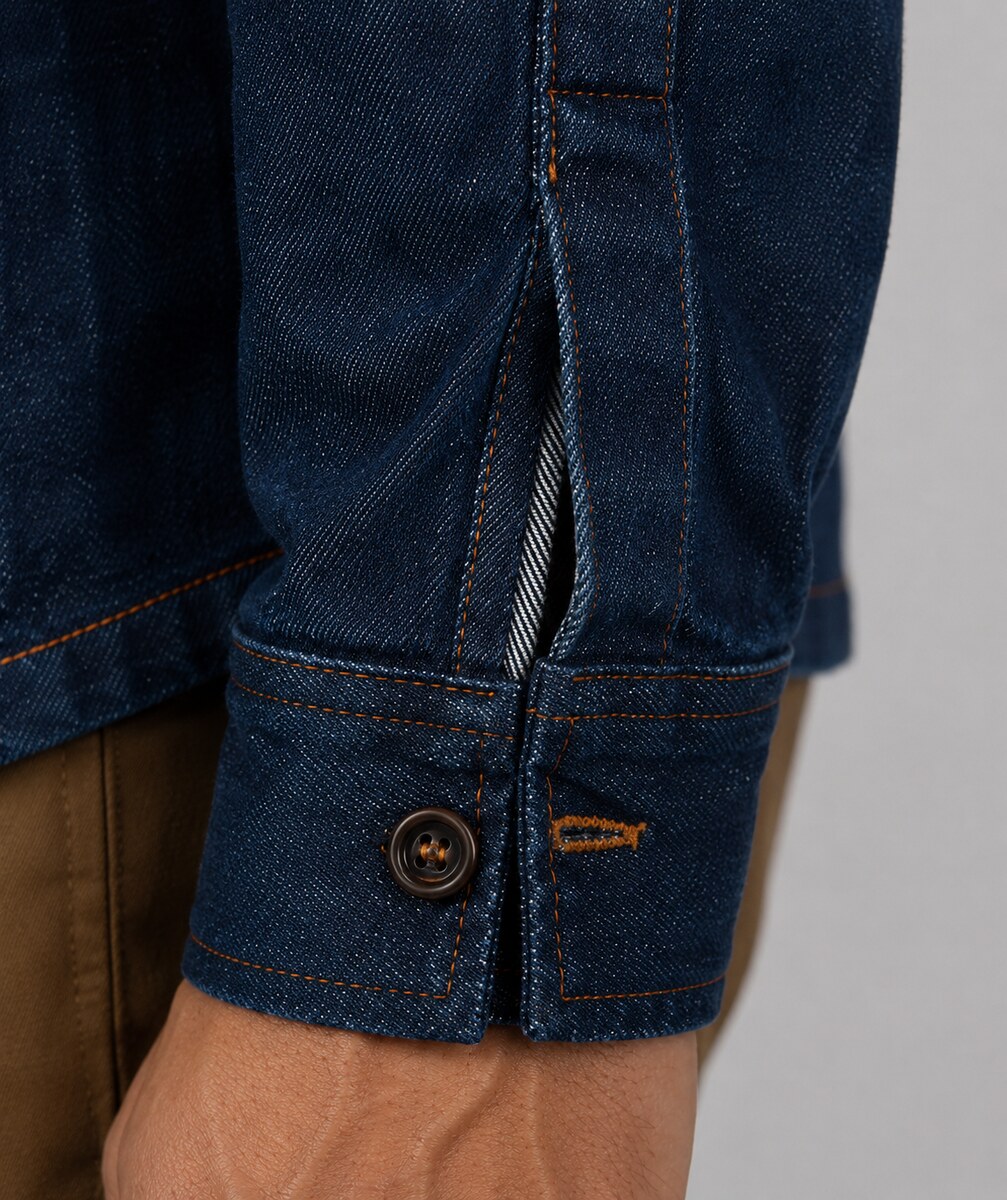 Camisola de mezclilla de trabajo, vista posterior
